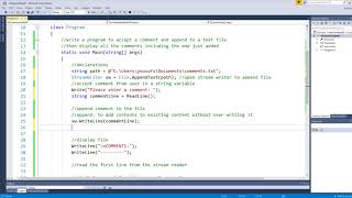 Append Text to File in C# Programming | Read Text from File | Final exam help tutorial