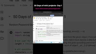 🚀 50 Days of Mini Projects - Day 1 | Create a Random Password Generator in Python! |