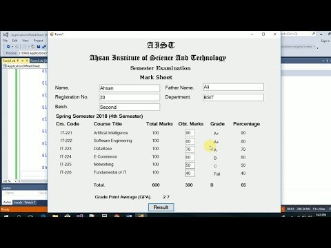 How to make Mark Sheet in VB.Net Windows Form Application Visual Studio?