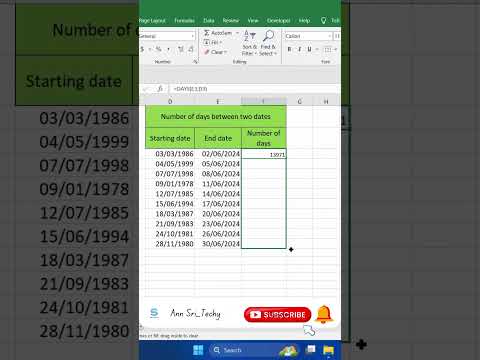 Number of Days between Two dates in Excel | Excel Tips for Beginners #exceltips #exceltutorial #date