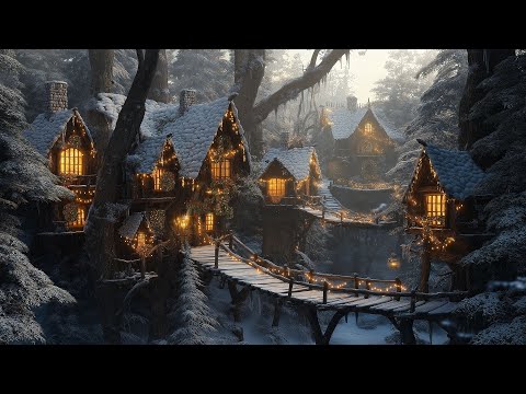 Deep Forest Christmas Village 🎄 Savoring Jazz in a Cozy Holiday Wonderland