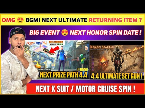 GOOD NEWS 😍 Next Prize Path in Bgmi | Bgmi Next Ultimate Set | Honor Spin Date | Bgmi 4.4 Update