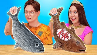 Real Food VS Chocolate Food Challenge! 🍫😲 Sweet Surprises by 123 GO! FOOD