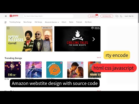 GAANA website clone using html css js || RTY ENCODE