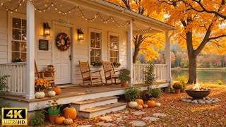 Morning Autumn Porch Ambience – Relaxing Piano & Crackling Fireplace Sounds for Relax & Sleep