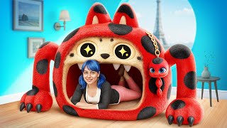 Makeover From LadyBug To Giant LABUBU Doll! How To Become LabubuBug?!