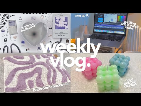 weekly vlog ☁️🍡 | aesthetic macbook customization, bathroom makeover, being productive, + more!