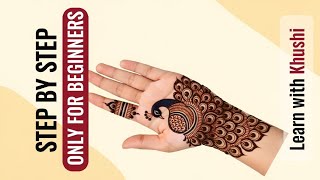 Peacock Mehndi design| learn step by step only for beginners#viral#hennadesign#trending#longvideo 