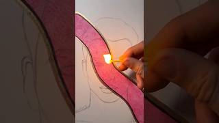 Burned drawing! 🔥 || Stained Art with Red! ✨🎨 #artwork #visualart #fire