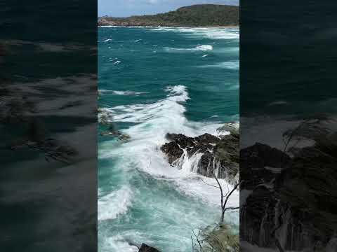 Love watching the waves crashing on the rocks 🫶🏼 #noosa #australia #waves #oceanlover #oceanwaves