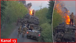 Ukrainian Army burned a huge column of Russians in Zaporozhzhia
