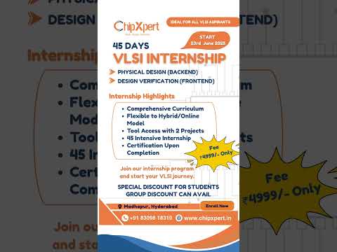 ChipXpert VLSI Institute - 45 Days internship Program - #physicaldesign and #designverification