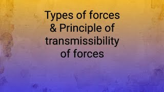 Types of forces and principle of transmissibility of force