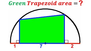 Can you find the area of the Green shaded Trapezoid? | (Semicircle) | #math #maths | #geometry