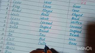 3 forms of verb  V1, V2, V3 # learning #englishgrammar #keeplearning 