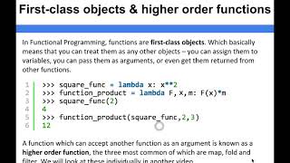 Functional Programming - First class objects & higher order functions