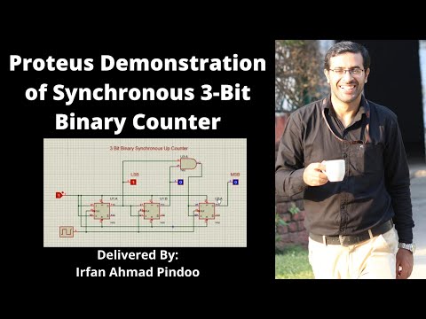Proteus Demonstration of Synchronous 3-Bit Binary Counter