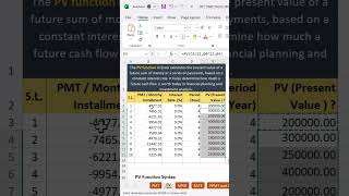✅PV Function in excel | How to find Principle amount |  #excel #excelfunction#shortvideo #shorts
