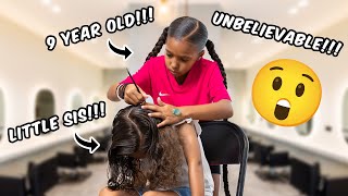 9 YR OLD PUTS EXTENSIONS INTO LITTLE SISTERS HAIR ALL BY HERSELF!!! 💆🏽‍♀️💕