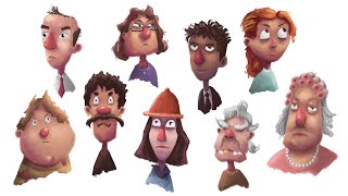 Digital Art Practice | Drawing 9 Characters Timelapse