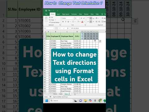 How to change Text directions using Format cells in Excel | Excel Telugu Tutorial
