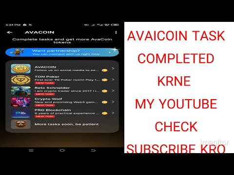 AVAICOIN TASK COMPLETED KRNE KE LE MY YOUTUBE SUBSCRIBE KRO