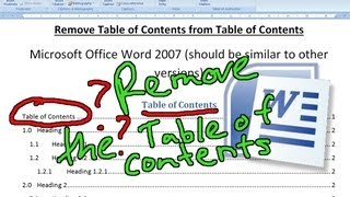 Remove the Table of Contents from the Table of Contents in Microsoft Office Word