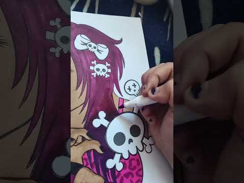 Coloring a Scene Queen with Ohuhu Markers #ohuhumarkers #coloringbook #emo #scene #speedpaint
