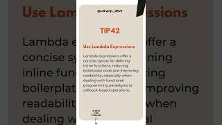 Tip 42 of 100: Use Lambda Expressions  #coding #codinghacks #programminglanguage #csharp