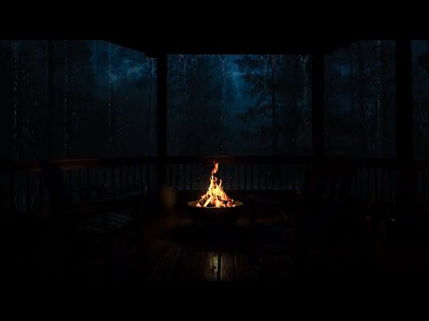 🌧️ Tropical Thunderstorm Escape | Soothing Rain, Thunder & Fireplace Sounds for Deep Relaxation ⚡🔥