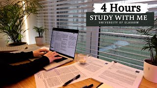 4 HOUR STUDY WITH ME on A RAINY DAY | 10 min Break, No music, Study with Merve