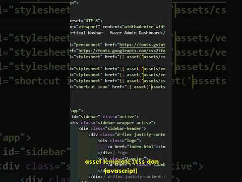 Tutorial Integrasi template html/css pada laravel blade #shorts #laravel #laravelblade #htmlcss