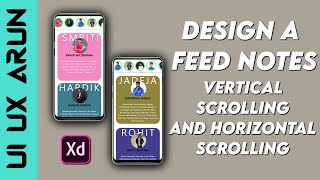 Ui ux Design For Beginners || Horizondal & Vertical Scrolling ||Noted Feed like a #instagram#adobexd