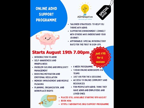 Join our August online ADHD Support Programme