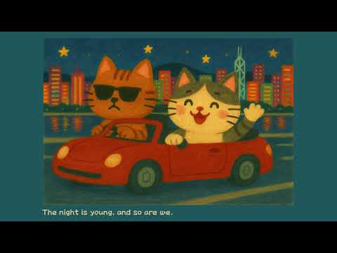 Night Drive with Cool Cats 🐱🚗 Chill, Citypopbeats | 酷貓敞篷夜遊 • 適合開車、派對與放鬆心情