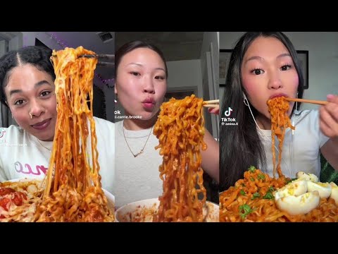TIKTOK Spicy Buldak Noodles Mukbang Compilation!