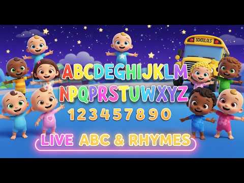 🔴 LIVE ABC Alphabet Song + Counting + Kids Rhymes | Wheels on the Bus | Body Parts Learning