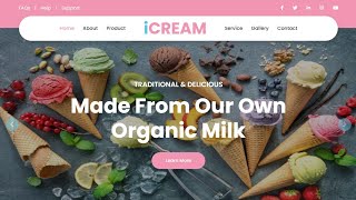 Complete Responsive Icecream 🍦 Website using html css javascript bootstrap || with free Source code