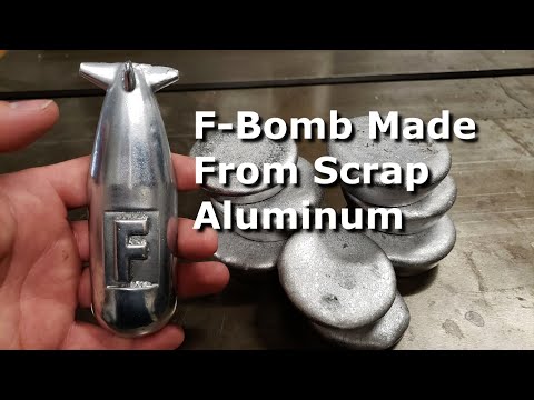 Metal F-BOMB cast from scrap aluminum using the sand cast process in petrobond from a 3d pattern.