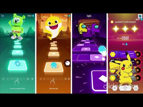 Gummy Bear vs Among Us vs Baby Shark vs Pikachu - Tiles Hop EDM Rush