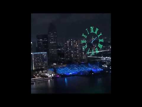 New Years Eve 2020, awe inspiring drone formation flying COUNT DOWN in Singapore