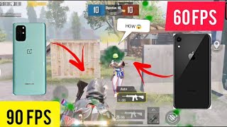 iPHONE XR VS ONEPLUS 8T🔥🔥 || CAN 60FPS BEAT 90 FPS?? || PUBG TEST || ANDROID VS iPHONE PUBG