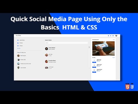 Quick Social Media Page Using Only the Basics - Part 1/2 | HTML & CSS | Dev2Web