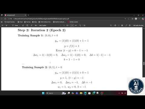 Perceptron Example Solved | Step-by-Step Solution | Module 3 Part 8 (KTU AMT305)