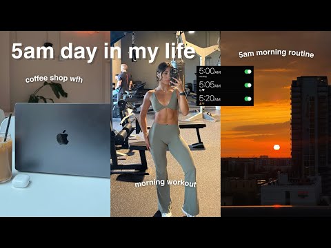 5AM SUMMER DAY IN MY LIFE | *productive* morning, my everyday makeup, coffee shop wfh & push workout