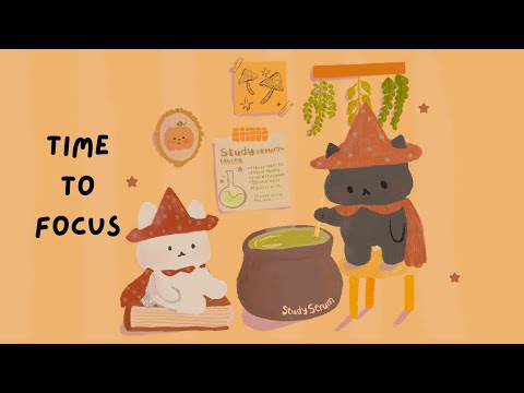 Cozy Autumn Pomodoro • 40/10• Study with Wizard Cat and Helper Bunny •Deep Focus•