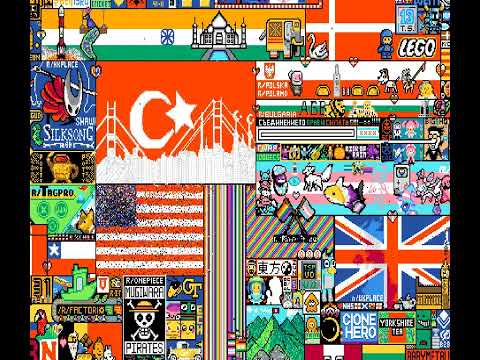 Hotly contested Turkey / USA / Chile / India r/place 2022 timelapse [HQ]
