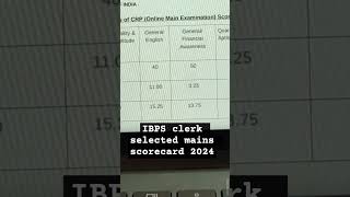 IBPS clerk mains scorecard🧿 🎉 #bank #result #viralvideo #shorts #motivation