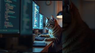 "Cat in Programmer Mode – Debugging with Paws! 💻🐾 #cat #cute #meow #codeeveryday #cuteprogrammer