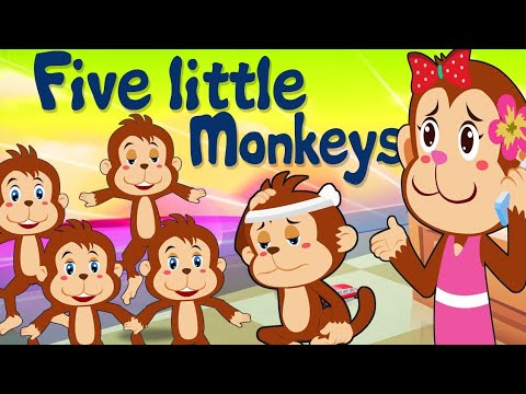 Five Little Monkeys Jumping On The Bed|Nursery Rhymes and Kids song |Chimpu,Pogo,Jumbo,Coco,chibu